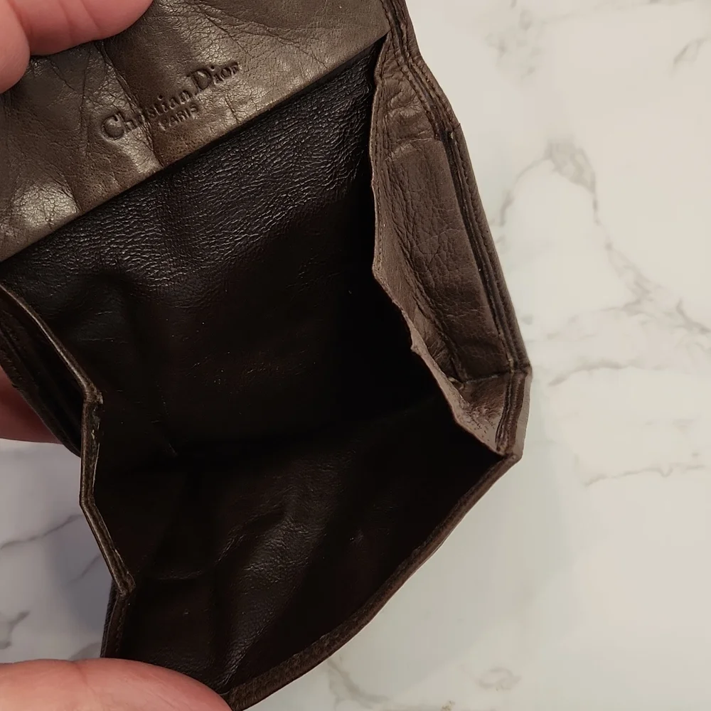 Authentic Christian Dior Vintage Leather Brown Coin Purse - Picture 6 of 10